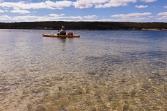 Finchy kayaking Killidie Inlet at Coffin Bay