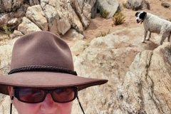 Miss Linda and Bella dog discovering rock pools