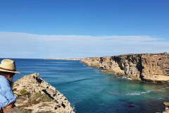 Finchy checking out the Head of the Bight on the Nullarbor