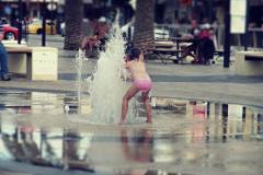 Glenelg water fountain on a hot summers day