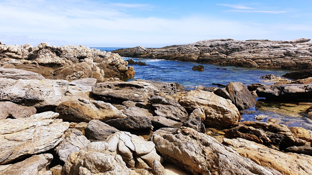 Rock pools at Greenly Beach on high tide