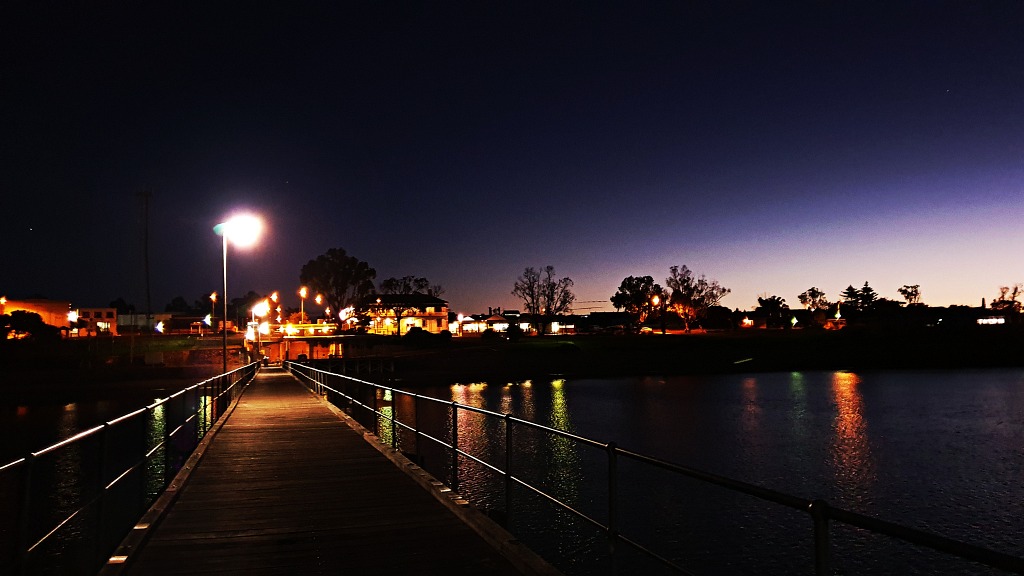 Streaky Bay jetty lights at night