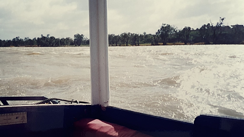 Water almost coming in over the back of our boat