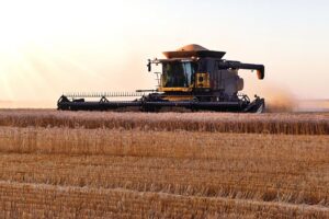 A harvester full of wheat